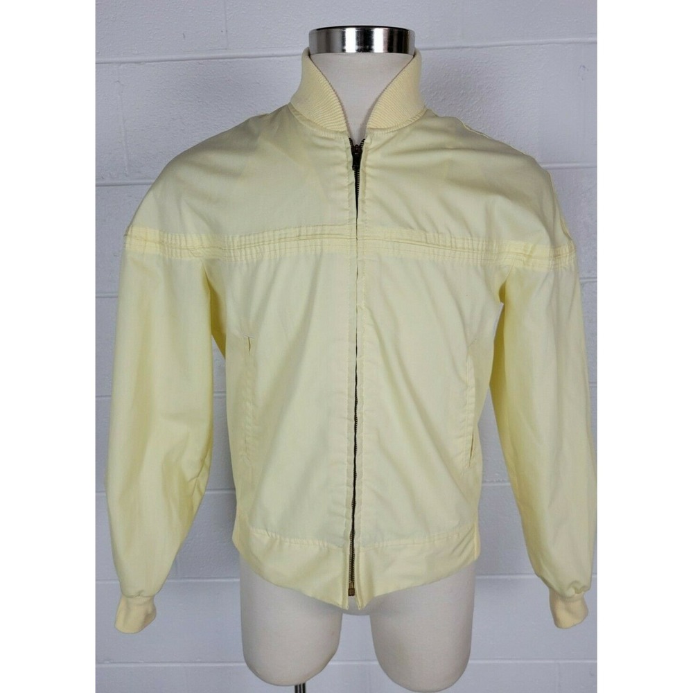 Vintage Mens JC‎ Penney Yellow Casual Lightweight Bomber Jacket M
